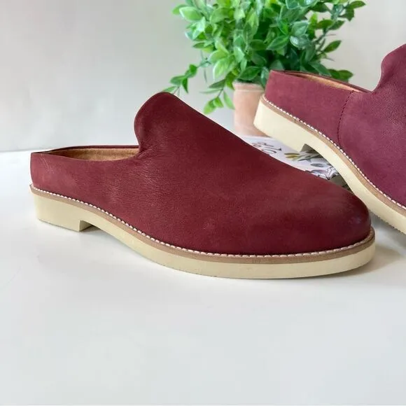 Softwalk Wolcott II Burgandy Plush Leather Mule Size 8.5W