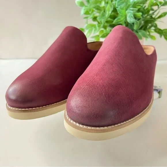 Softwalk Wolcott II Burgandy Plush Leather Mule Size 8.5W