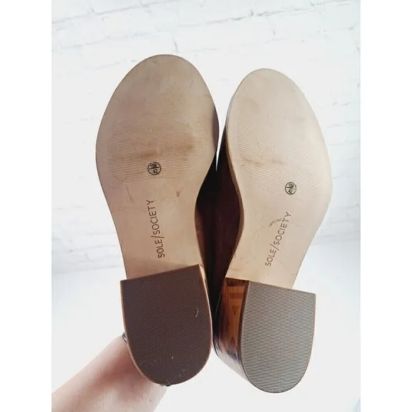 Sole Society Tammie Brown Leather Mules Women’s Size 10M