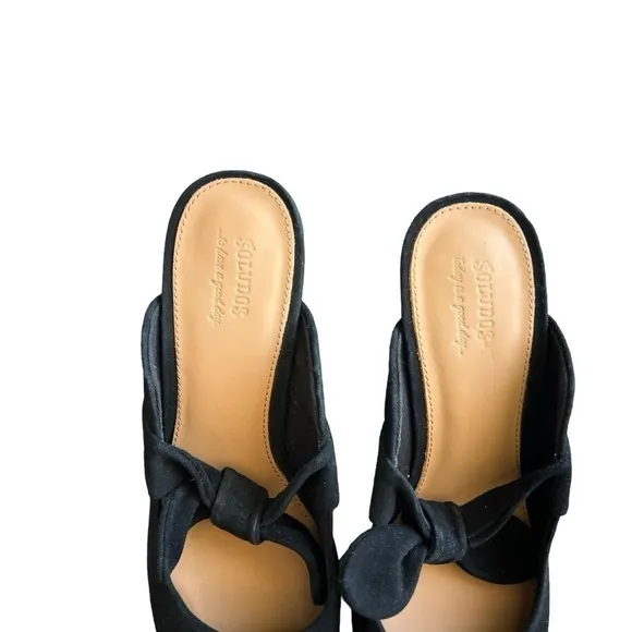 SOLUDOS - Lani Bow Suede Heeled Mules Sz 9