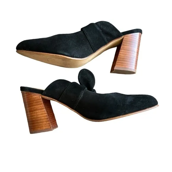 SOLUDOS - Lani Bow Suede Heeled Mules Sz 9