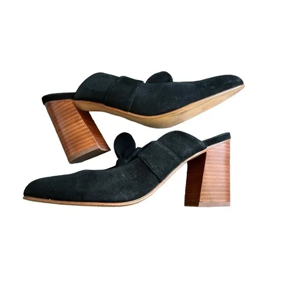 SOLUDOS - Lani Bow Suede Heeled Mules Sz 9