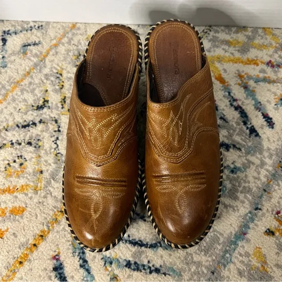 Sonora Women’s Isabella Leather Clogs Brown Size 8 Western mule