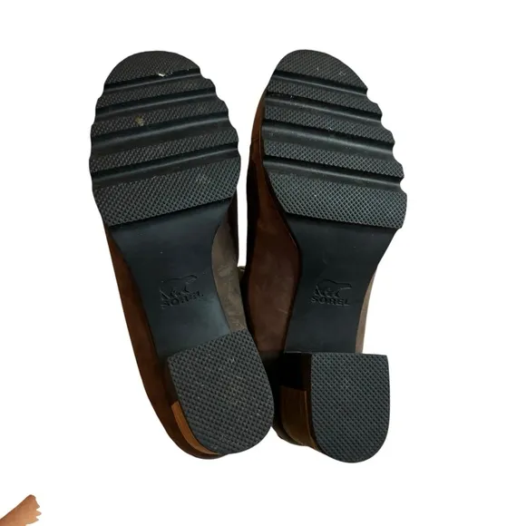 Sorel Addington Stacked Heel Leather Mule size 9.5 brown