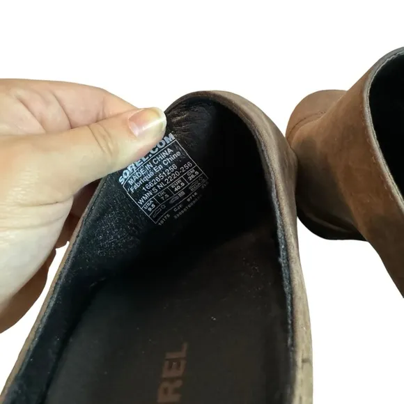 Sorel Addington Stacked Heel Leather Mule size 9.5 brown