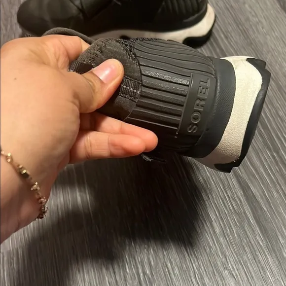 Sorel Black and Gray Slip-On Sneakers with Elastic Straps