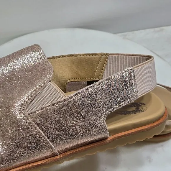 Sorel Ella Slingback Mules Womens 8 Rose Gold Metallic Shimmer Boho Festival