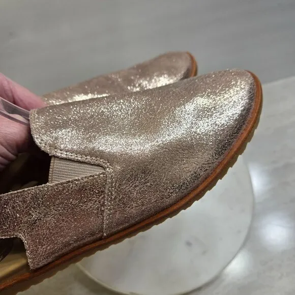 Sorel Ella Slingback Mules Womens 8 Rose Gold Metallic Shimmer Boho Festival