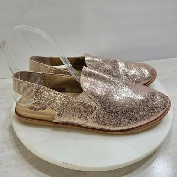 Sorel Ella Slingback Mules Womens 8 Rose Gold Metallic Shimmer Boho Festival
