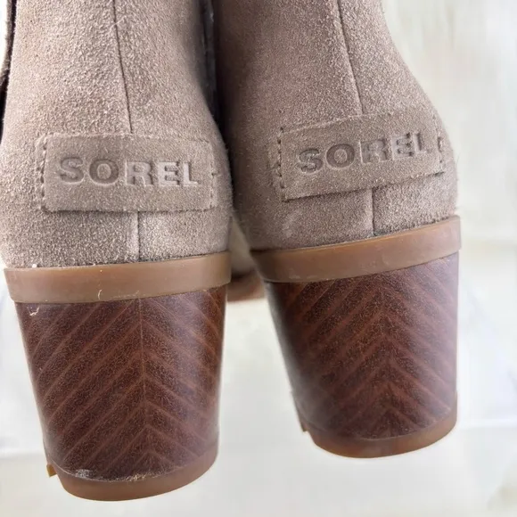 Sorel Taupe Suede Ankle Booties with Low Heel Size 7 Woman