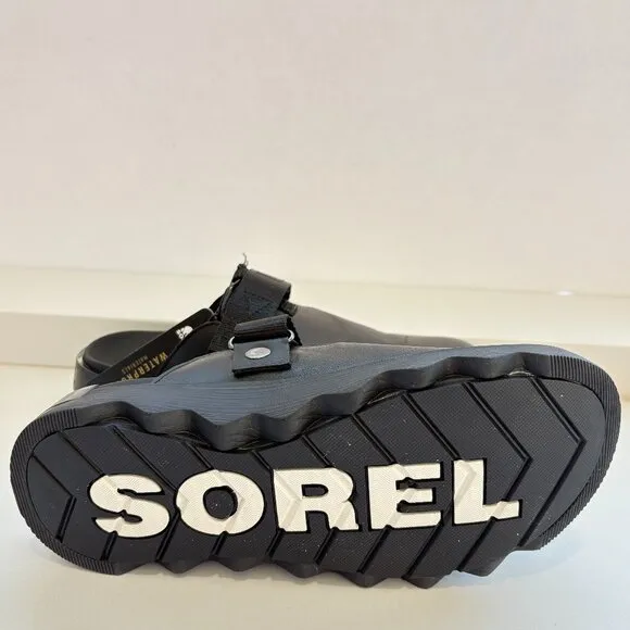 Sorel Viibe Clogs Leather Slip On Mules Black Size 7 NEW