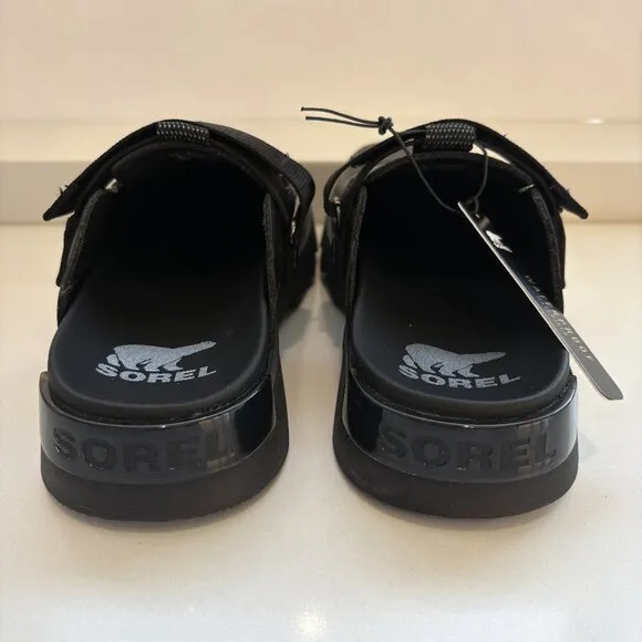 Sorel Viibe Clogs Leather Slip On Mules Black Size 7 NEW
