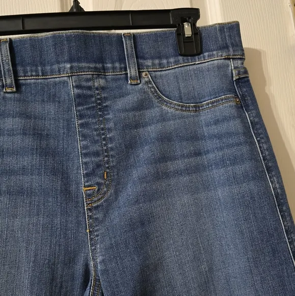 SPANX Seamed Front Wide Leg Jeans in Vintage Indigo, Pull-On, Sz Large, EUC!