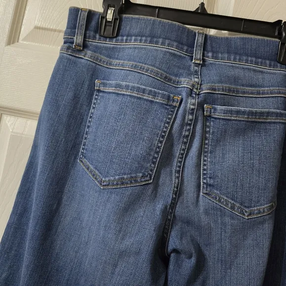 SPANX Seamed Front Wide Leg Jeans in Vintage Indigo, Pull-On, Sz Large, EUC!