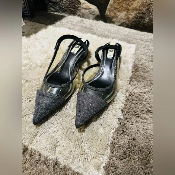 Sparkly Silver Zara Kitten Heel size 36