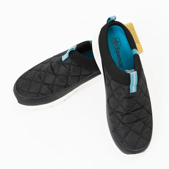 Spenco Footwear quilted black mules Clara style comfy orthotic lightweight 8.5W