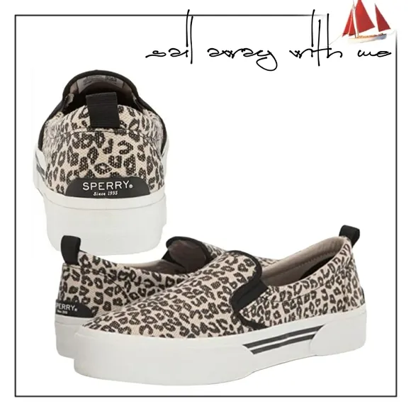 Sperry Leopard Slip Ons Women's Wave Canvas Sneaker 🌟 NWT