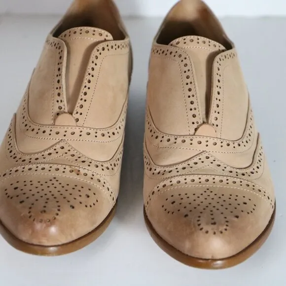 Splendid Tobey Wingtip Oxfords Womens 9 Nut Beige Leather Slip On Boho Western