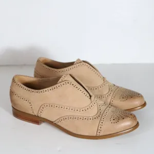 Splendid Tobey Wingtip Oxfords Womens 9 Nut Beige Leather Slip On Boho Western