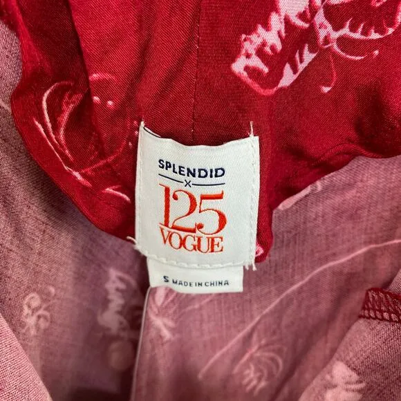 Splendid x 125 Vogue Red V-Neck Chemise Slip Dress Women Small NWT 90's Inspired