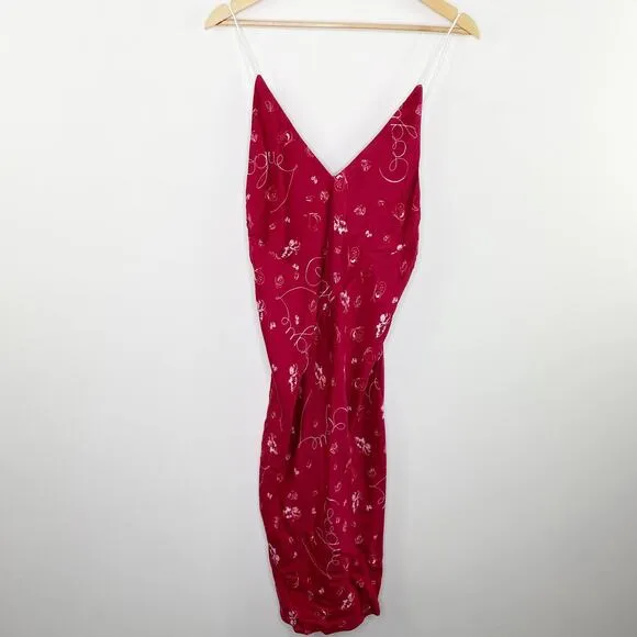 Splendid x 125 Vogue Red V-Neck Chemise Slip Dress Women Small NWT 90's Inspired