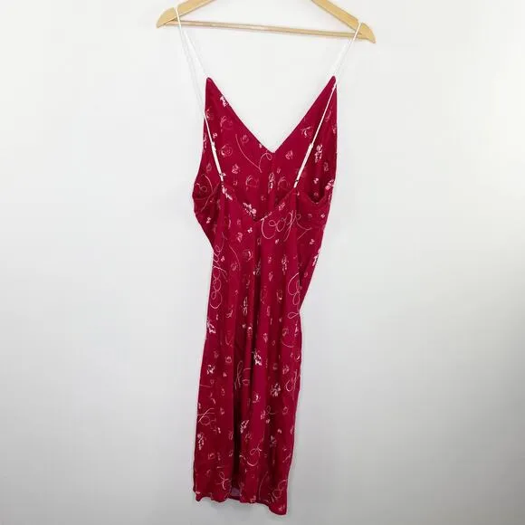 Splendid x 125 Vogue Red V-Neck Chemise Slip Dress Women Small NWT 90's Inspired