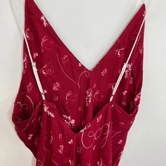 Splendid x 125 Vogue Red V-Neck Chemise Slip Dress Women Small NWT 90's Inspired