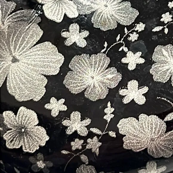 Spring Step Black Silver Floral Clogs 6.5