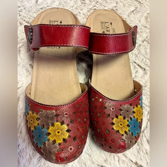 Spring Step L’Artiste Ananá-Blum Clogs Multi Colored Floral Bohemian Size 6.5