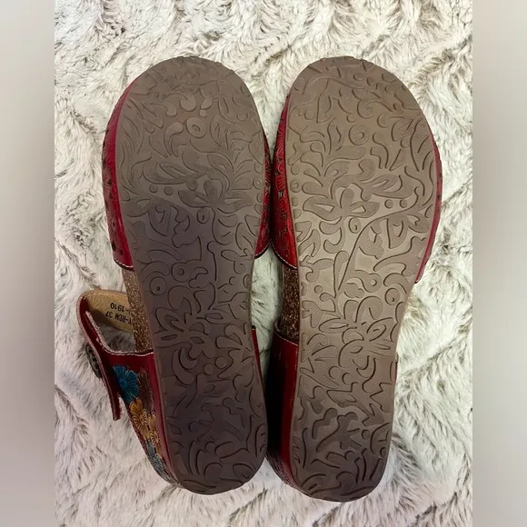 Spring Step L’Artiste Ananá-Blum Clogs Multi Colored Floral Bohemian Size 6.5