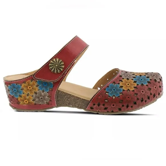 Spring Step L’Artiste Ananá-Blum Clogs Multi Colored Floral Bohemian Size 6.5
