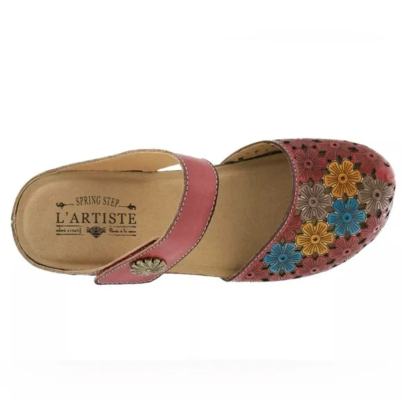Spring Step L’Artiste Ananá-Blum Clogs Multi Colored Floral Bohemian Size 6.5