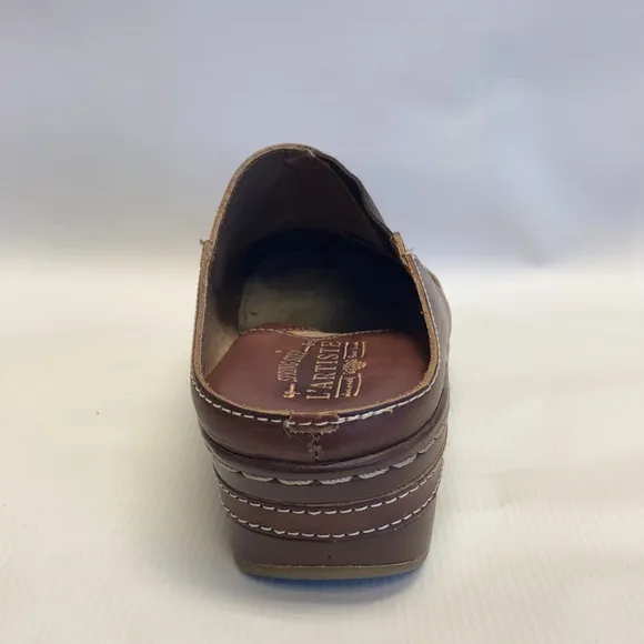 Spring Step L’Artiste brown hand painted clog Chino Clog mule open back comfort