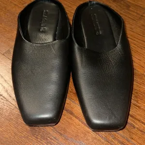 St. Agni Lita Loafer Mule Leather Shoe, Black