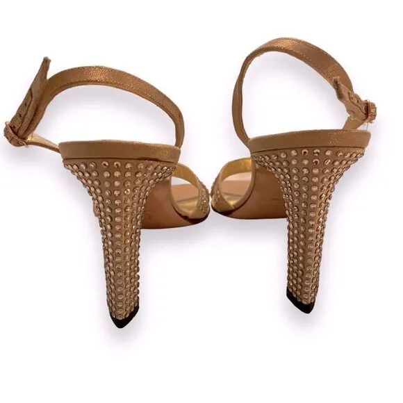 St. John Satin Crystal Slingback Heels