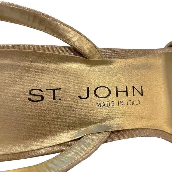 St. John Satin Crystal Slingback Heels