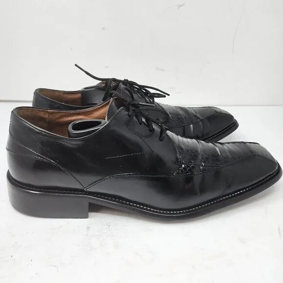 Stacy Adams Black Snake Skin Leather Oxfords, Men's 9.5