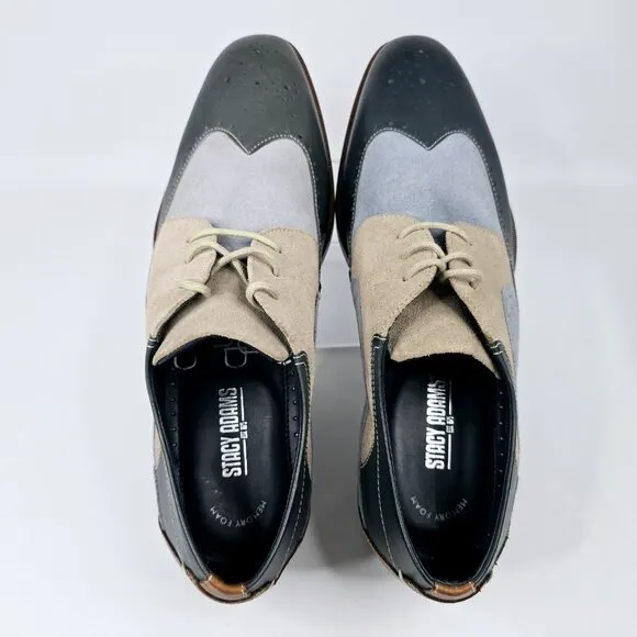 Stacy Adams Kitt Wingtip Leather Oxfords Multicolor Two-Tone Men's Size 11 NWB