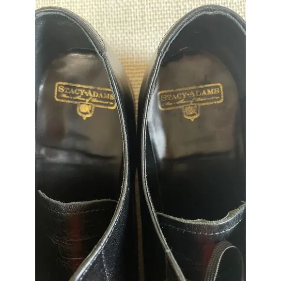 Stacy Adams Madison Black Cap Toe Oxfords, Leather, Tie up, Exc Cond, Men's 14D