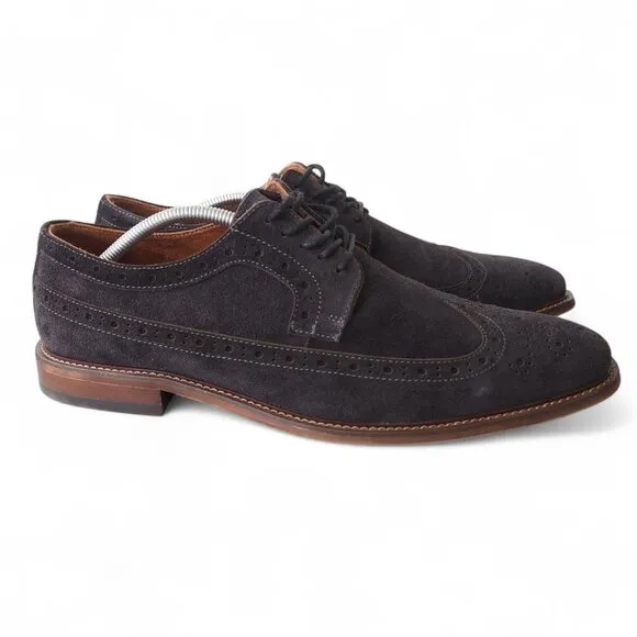 Stacy Adams Marligan Suede Wingtip Oxfords &quot;Dark Gray&quot; 25616-001 Men's 12M