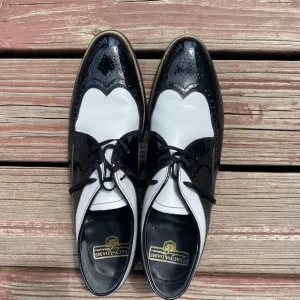 Stacy Adams Mens Black and White Wingtip Oxfords
