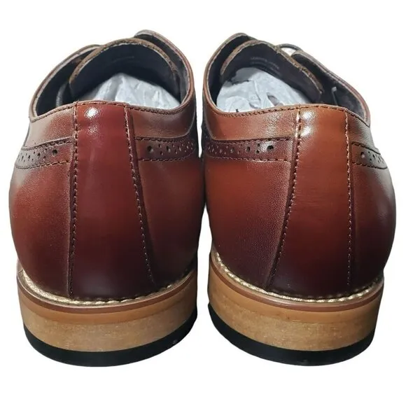 Stacy Adams Mens Cognac Dickinson Cap Toe Lace Up Oxford Dress Shoes Size 8.5 W