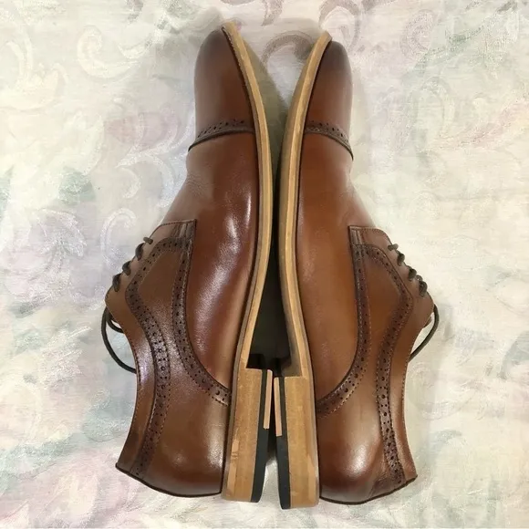 STACY ADAMS Men's Dickinson Leather Cap Toe Oxfords Cognac size 14