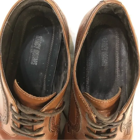 STACY ADAMS Men's Dickinson Leather Cap Toe Oxfords Cognac size 14