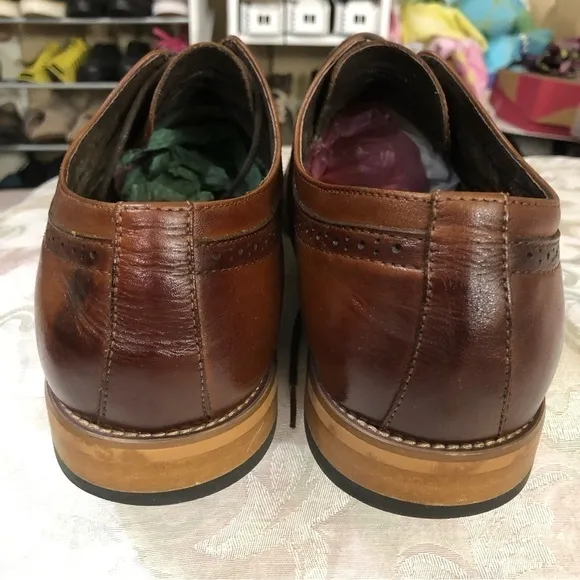 STACY ADAMS Men's Dickinson Leather Cap Toe Oxfords Cognac size 14
