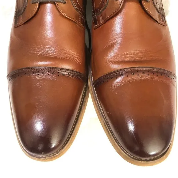 STACY ADAMS Men's Dickinson Leather Cap Toe Oxfords Cognac size 14