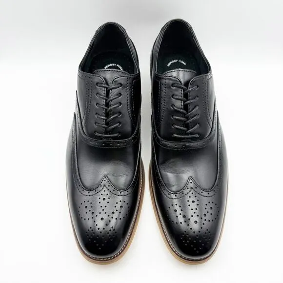 Stacy Adams Mens Dunbar Wingtip Oxfords Size 10.5 Black Leather Stacked Heel NIB