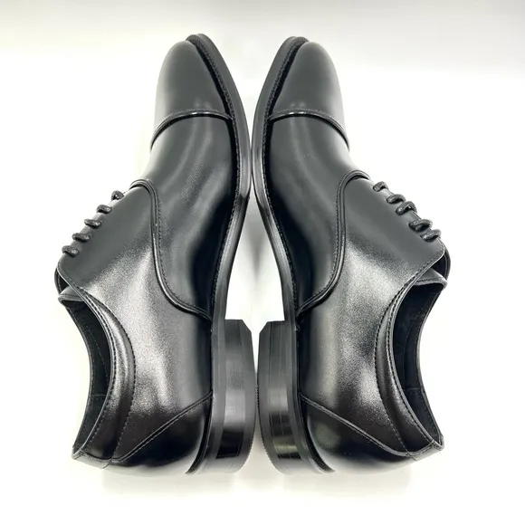 Stacy Adams Mens Kordell Black Leather Plain Cap Toe Oxfords Dress Shoes 7.5 NEW