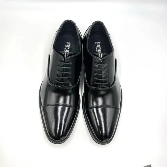 Stacy Adams Mens Kordell Black Leather Plain Cap Toe Oxfords Dress Shoes 7.5 NEW
