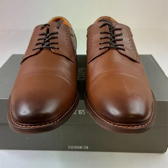 Stacy Adams Mens Maddox Oxford Chocolate Leather Lace-Up Dress Shoes Sz‎ 10.5M